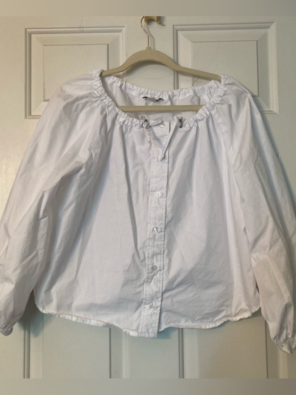 White Button-Front Women's Top